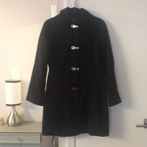 Black London Fog Buckle Raincoat